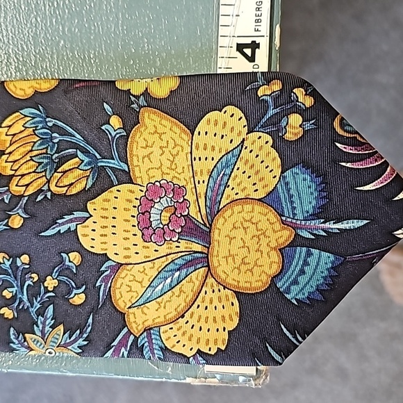 100% silk mens tie by B. ullock & Jones floral grays gold purple. - Picture 6 of 6